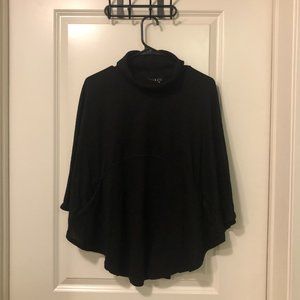 Black Pullover Turtleneck Poncho with Pockets